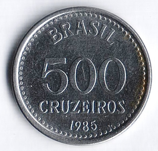 Монета 500 крузейро. 1985 год, Бразилия.