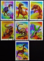 Набор почтовых марок (7 шт.). "Доисторические животные". 1994 год, Танзания.