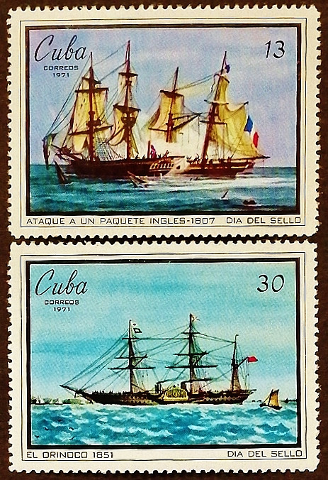 Набор марок почтовых (2 шт.). "День печати". 1971 год, Куба.