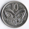Монета 10 центов. 2002 год, Новая Зеландия.