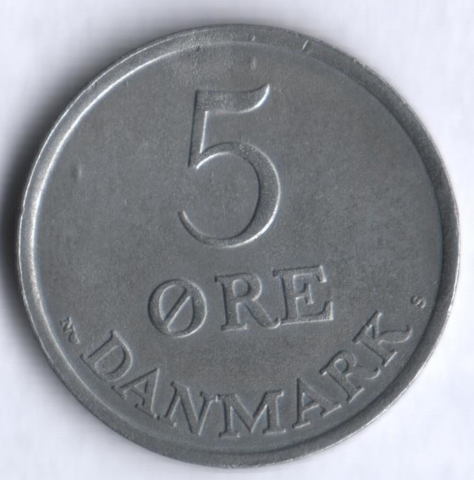 Монета 5 эре. 1950 год, Дания. N;S.