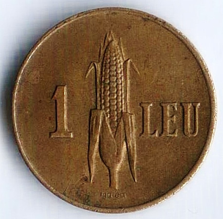 Монета 1 лей. 1938 год, Румыния.