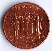 Монета 10 центов. 2003 год, Ямайка.