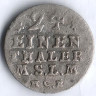 Монета 1/24 таллера. 1760(HCB) год, Мекленбург-Штрелиц.