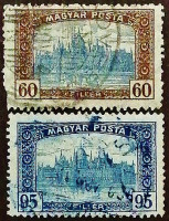 Набор почтовых марок (2 шт.). "Здание парламента". 1919-1920 годы, Венгрия.