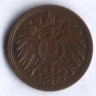 Монета 1 пфенниг. 1906 год (A), Германская империя.