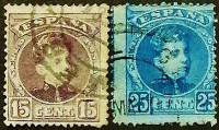 Набор почтовых марок (2 шт.). "Король Альфонсо XIII". 1901-1902 годы, Испания.