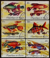 Набор почтовых марок (12 шт.). "Рыбы". 1971 год, Гвинея.