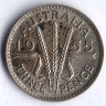Монета 3 пенса. 1955(m) год, Австралия.