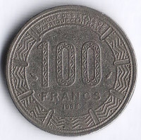 Монета 100 франков. 1985 год, Чад.