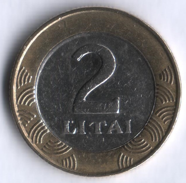 Монета 2 лита. 2001 год, Литва.
