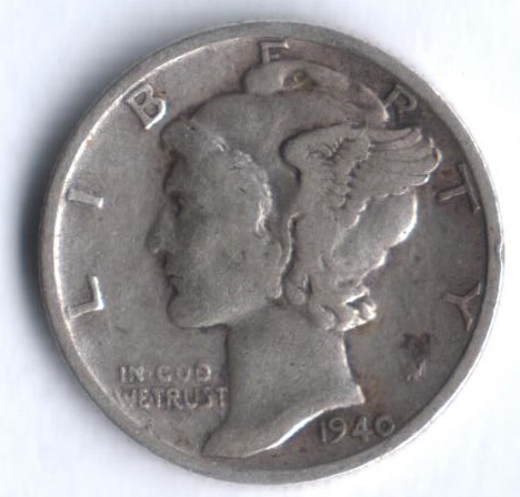 10 центов. 1940(S) год, США.
