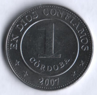 Монета 1 кордоба. 2007 год, Никарагуа.