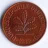 Монета 2 пфеннига. 1989(D) год, ФРГ.