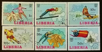 Набор почтовых марок  (6 шт.). "Зимние Олимпийские игры 1976 года - Инсбрук". 1976 год, Либерия.