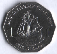 Монета 1 доллар. 1995 год, Восточно-Карибские государства.
