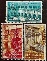 Набор почтовых марок (3 шт.). "Монастырь Самос, Луго". 1960 год, Испания.