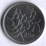 Монета 25 центов. 1991 год, Мальта.