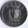 Монета 25 центов. 1991 год, Мальта.