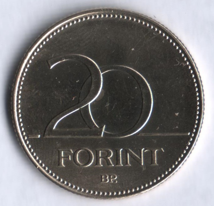 Монета 20 форинтов. 2007 год, Венгрия.