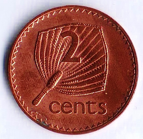 Монета 2 цента. 1995 год, Фиджи.