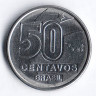 Монета 50 сентаво. 1990 год, Бразилия.