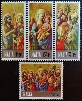 Набор марок (4 шт.). "Рождество: Картины Доменико ди Микелино". 1976 год, Мальта.