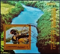 Мини-блок. "Птицы" (золотая рамка). 1972 год, Манама.