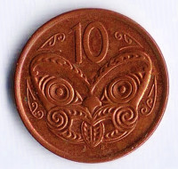 Монета 10 центов. 2007 год, Новая Зеландия.