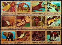 Набор марок (12 шт.). "Животные (I)". 1972 год, Манама.