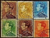 Набор почтовых марок (6 шт.). "Король Леопольд III". 1936-1951 годы, Бельгия.