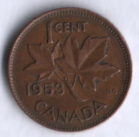 Монета 1 цент. 1953 год, Канада.