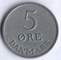 Монета 5 эре. 1954 год, Дания. N;S.
