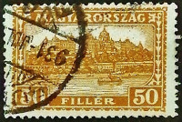 Почтовая марка (50 f.). "Будайская крепость". 1931 год, Венгрия.