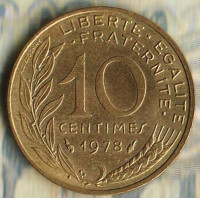 Монета 10 сантимов. 1978 год, Франция.