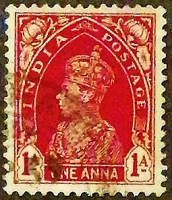 Почтовая марка (1 an.). "Король Георг VI". 1937 год, Британская Индия.