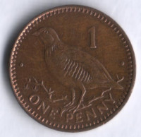 Монета 1 пенни. 1993(AA) год, Гибралтар.