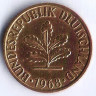 Монета 5 пфеннигов. 1968(F) год, ФРГ.