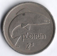 Монета 2 шиллинга (1 флорин). 1955 год, Ирландия.
