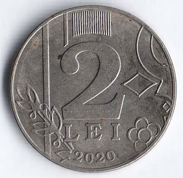 Монета 2 лея. 2020 год, Молдова.