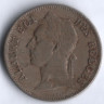 Монета 50 сантимов. 1929 год, Бельгийское Конго. CONGO BELGE.