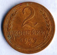 Монета 2 копейки. 1929 год, СССР. Шт. 1.3Б.