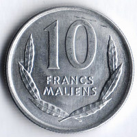 Монета 10 франков. 1961 год, Мали.