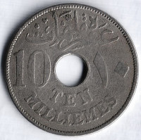 Монета 10 милльемов. 1916 год, Египет (Британский протекторат).