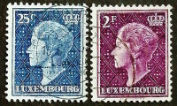 Набор почтовых марок (2 шт.). "Великая княгиня Шарлотта". 1948 год, Люксембург.