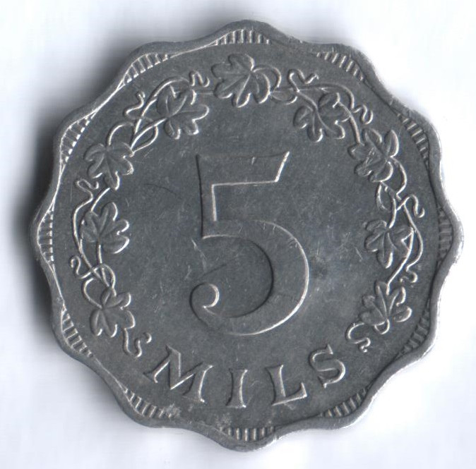 Монета 5 милей. 1972 год, Мальта. 