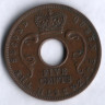 Монета 5 центов. 1957(H) год, Британская Восточная Африка.