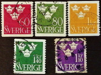 Набор марок (5 шт.). "Стандарт". 1939-1948 годы, Швеция.