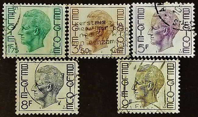 Набор почтовых марок (5 шт.). "Король Бодуэн". 1970-1983 годы, Бельгия.