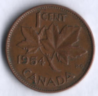 Монета 1 цент. 1954 год, Канада.